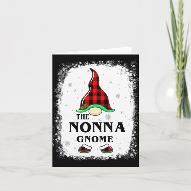 Nonna Gnome Buffalo Plaid Matching Family Xmas Paj Kort (Framsida)