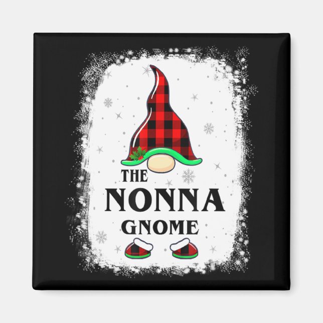 Nonna Gnome Buffalo Plaid Matching Family Xmas Paj Magnet (Framsidan)
