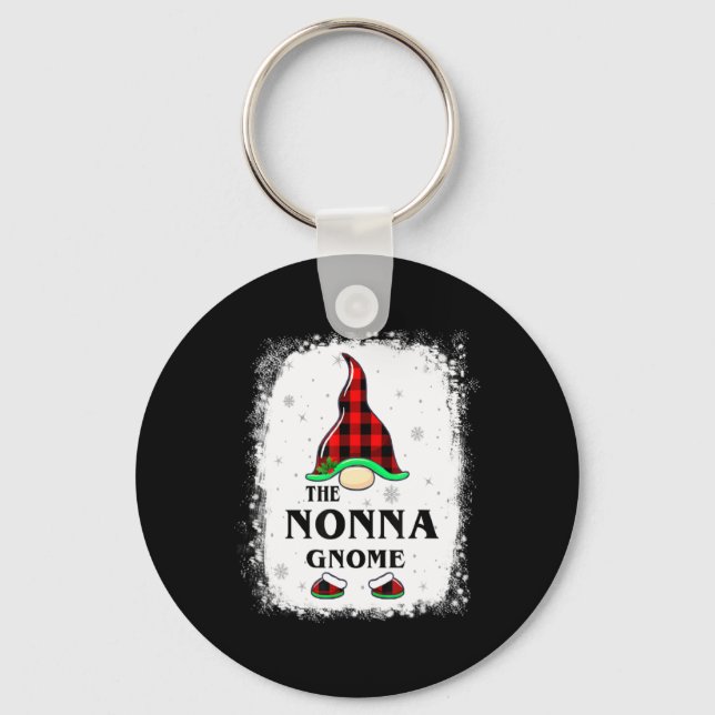Nonna Gnome Buffalo Plaid Matching Family Xmas Paj Nyckelring (Framsida)