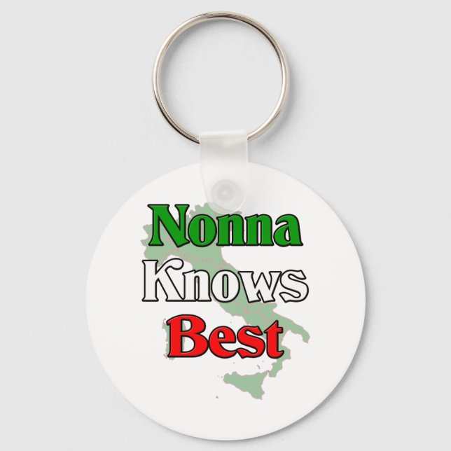 Nonna (italiensk farmor)m Knows Best Nyckelring (Framsida)