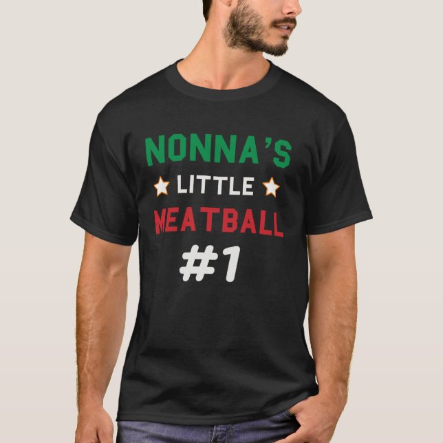 Nonna Little Meatball Italiana Grandma Ord Boys T Shirt (Framsida)