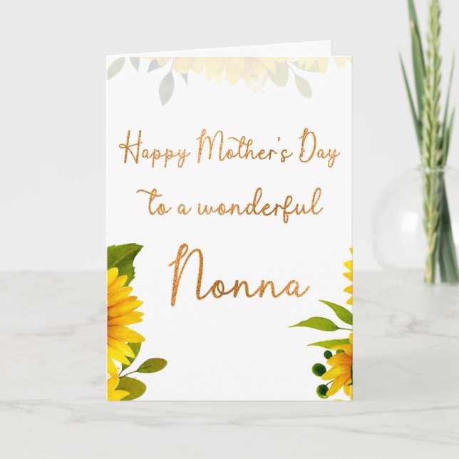 Nonna Mors dag Solrosfärgen Watercolor Kort (Framsida)