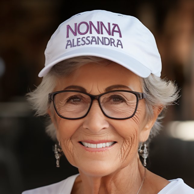 Nonna Personlig Embroized Hat Broderad Keps (Nonna (Italian for Grandma) 
Embroidered White Baseball Cap)