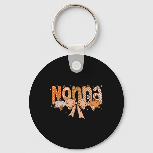 Nonna Pumpkin Fall Coquette Bow Thanksgiving Mamma Nyckelring (Framsida)