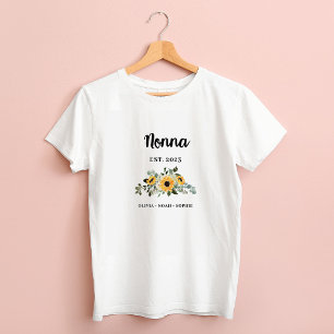 Nonna Söt Rustic Solros och Namn T Shirt