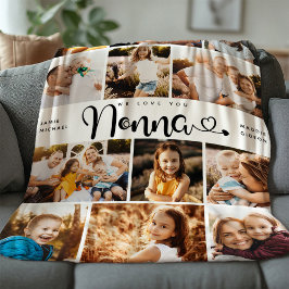Nonna We Kärlek Hearts Modern Photo Collage Fle Fleecefilt