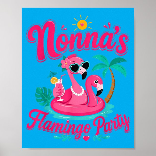 Nonnas Flamingo-fest Söt Mormor Sommarlov Poster (Framsidan)