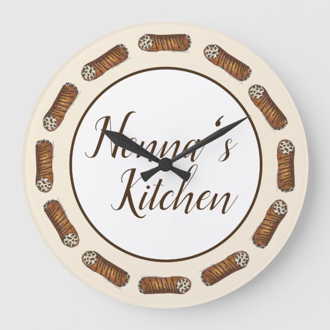 Nonnas Kitchen Italienska bakverk Cannoli Pastries Stor Klocka (Framsida)