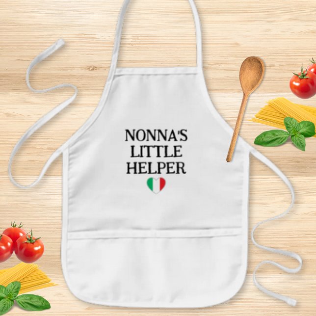Nonnas lilla hjälpreda barn - italienska flaggan h barnförkläde (Nonna's Little Helper with Italian Flag Heart Apron for Kids)