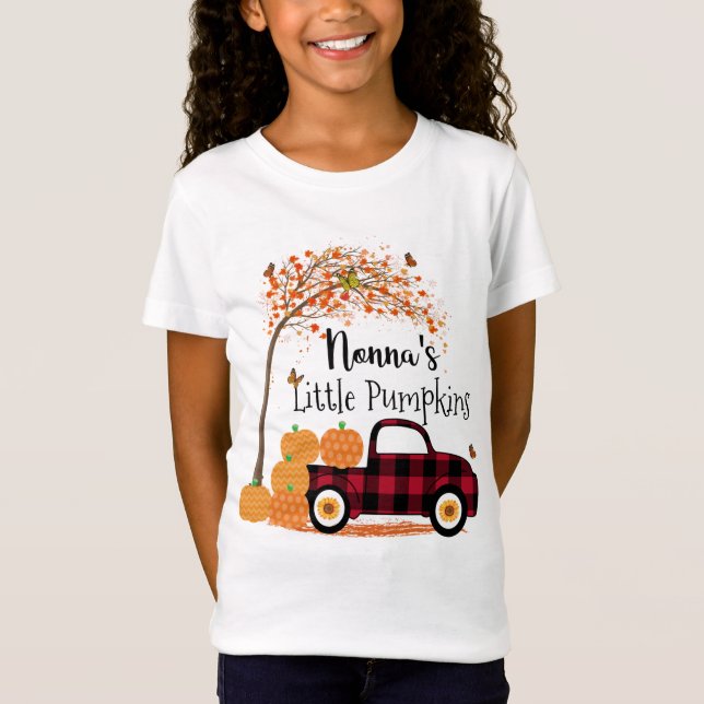 Nonnas lilla knumpkins Red Lastbil Autumn T Shirt (Framsida)
