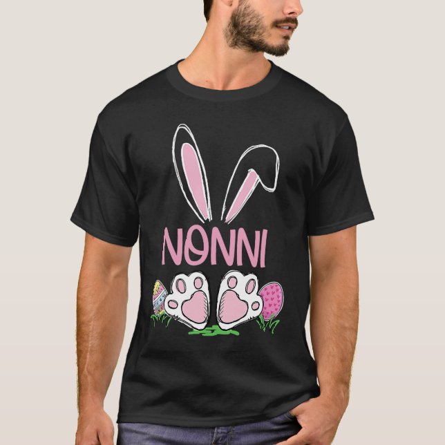 Nonni Bunny Easter Eggs Matching Family Cute Easte T Shirt (Framsida)