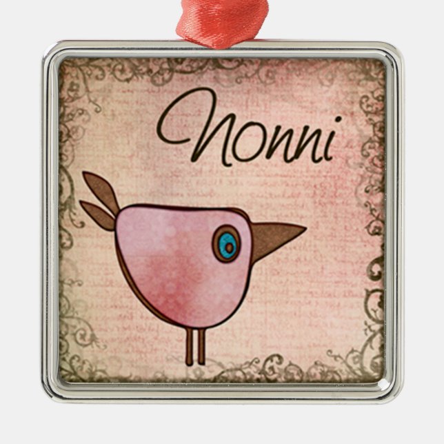 nonni rosa birdie julgransprydnad metall (Framsidan)