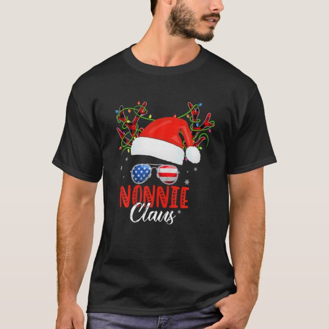Nonnie Claus Reindeer Santa Messy Bun jul Fa T Shirt (Framsida)