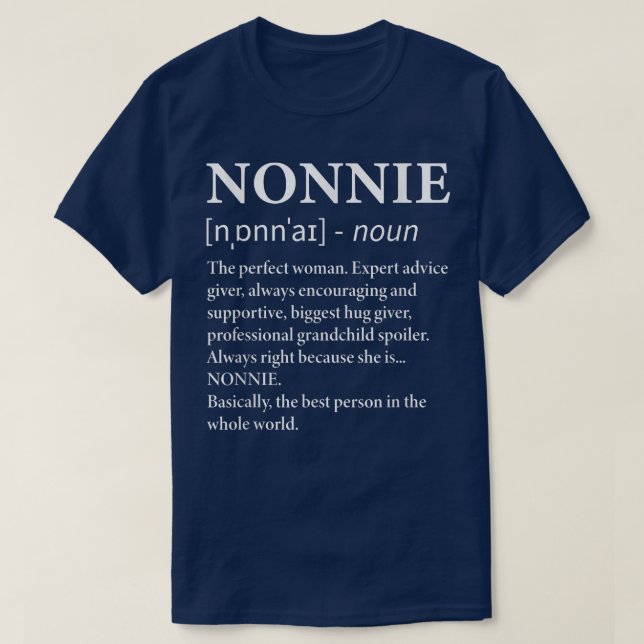 Nonnie Definition Grandma Funny Grandmor  T Shirt (Design framsida)