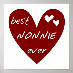 Nonnie för röd hjärta bäst någonsin T-tröja och gå Poster