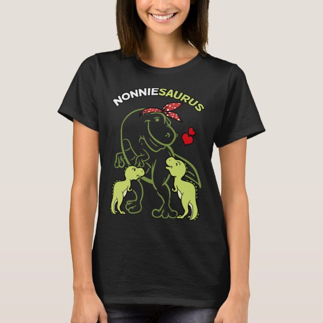 Nonniesaurus Nonnie 2 Kids Dinosaur Mother s Day T Shirt (Framsida)