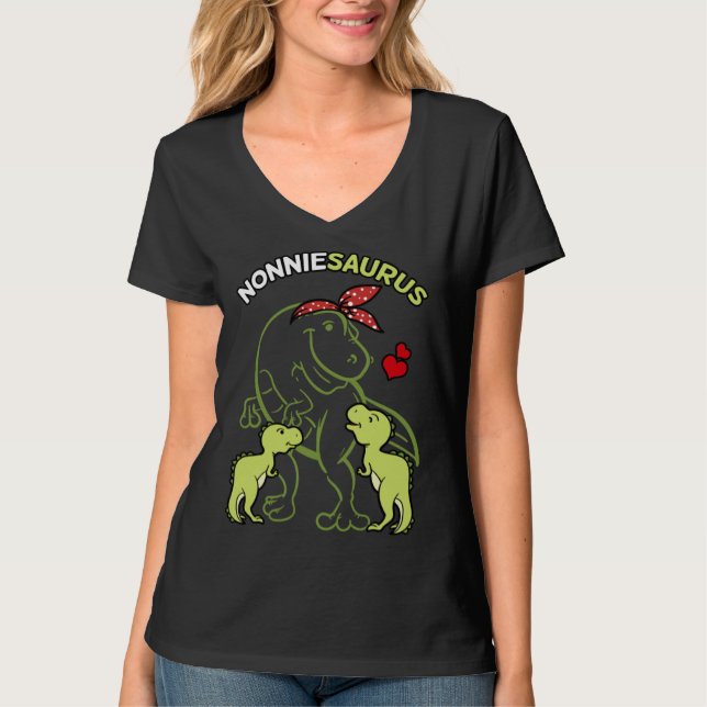 Nonniesaurus Nonnie 2 Kids Dinosaur Mother s Day T Shirt (Framsida)