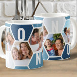 Nonno 5 Photo Editable 5 Brev Honeycomb Kaffemugg<br><div class="desc">Honeycomb-kaffe mugg,  personlig med 5 av dina favoritfoton och utskrivet med 5 brev namn,  till exempel NONNO. Utformningen har en honeycomb-fotokollage i en färg-palett med blått och grått. Om du vill ändra färg klickar du på "anpassa ytterligare" och klickar på varje hexagon som du vill ändra.</div>