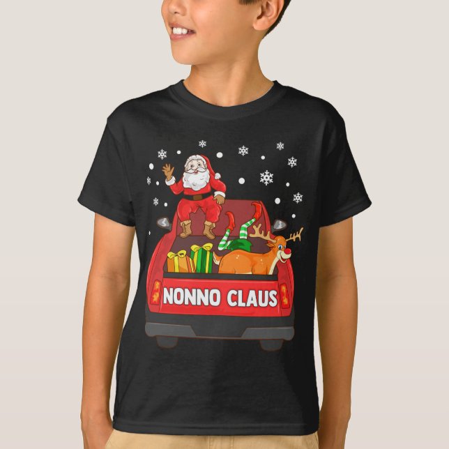 Nonno Claus Red Lastbil Santa Reindeer Elf jul T Shirt (Framsida)