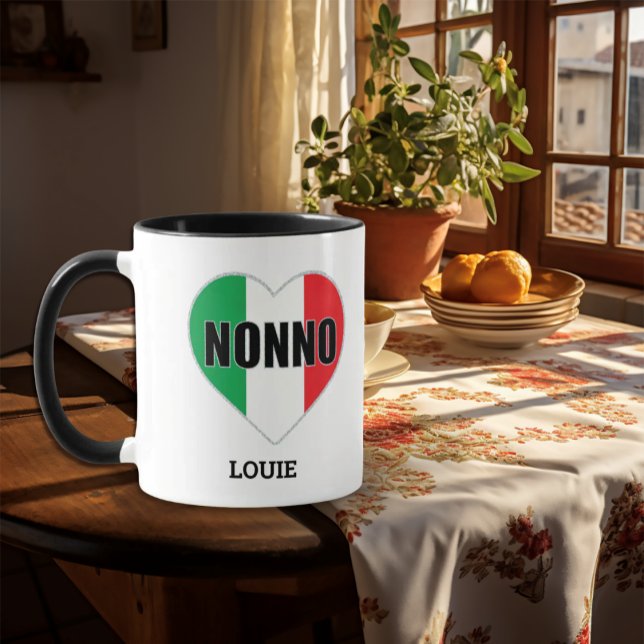 NONNO Italy Flagga Heart Mugg (Skapare uppladdad)