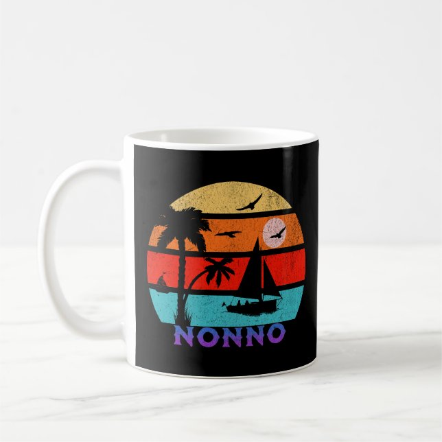 Nonno Retro Sunset Ocean Grandfather Kaffemugg (Vänster)