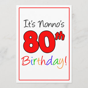 Nonno's 80:e milstolpen Födelsedagsfest Firande Inbjudningar