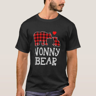 Nonny Bear jul pyjamas röd rutig Buffalo Fami T Shirt