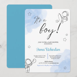 Noño eucaliptos modernos globos bebé inbjudningar