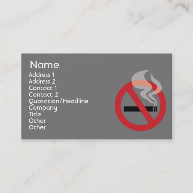 Nonsmoking - affär visitkort (Framsida)