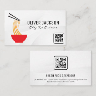 Noodle Bowl och Chopsticks QR-kod Visitkort