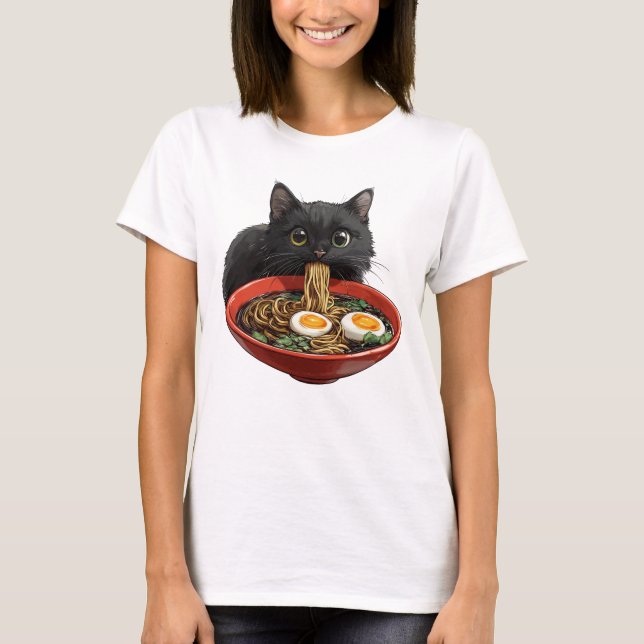 Noodle Cat, Ramen Cat T Shirt (Framsida)