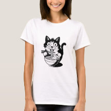 Noodle Cat Shirt, Ramen Cat T-Shirt, Foodie Älskar