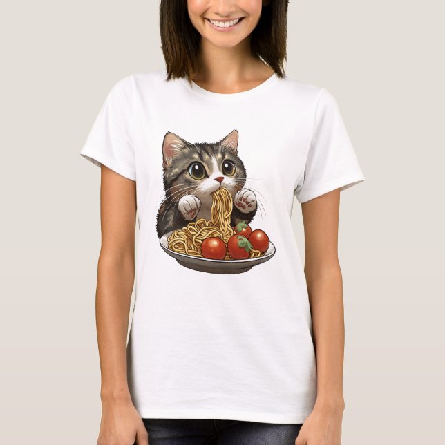 Noodle Cat, Spaghetti Cat T Shirt (Framsida)