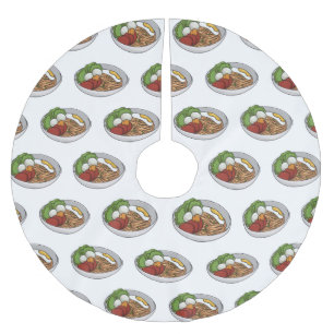 Noodle-tecknad illustration julgransmatta borstad polyester