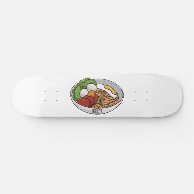 Noodle-tecknad illustration mini skateboard bräda 18,5 cm (Horz)