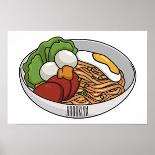 Noodle-tecknad illustration poster