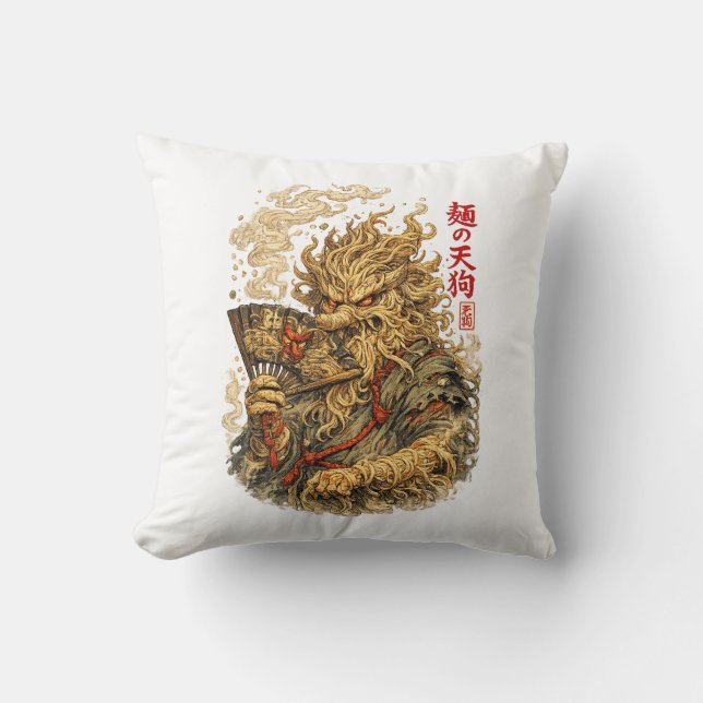 Noodle Tengu – Japanese Myth Monster Made of Ramen Kudde (Framsida)