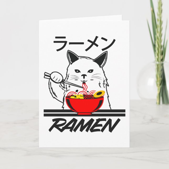 Noodles Anime Manga Roligt Söt Japan Otaku Katt Kort (Framsida)