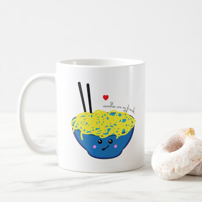 Noodles är mina vänner Ramen Älskare Cute Kawaii Kaffemugg (Med munk)