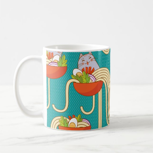 Noodles Funny Cats Turcos Background Kaffemugg (Vänster)