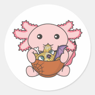 Noodles japanska Noodles Halloween Axolotl Ramen Runt Klistermärke