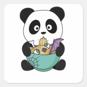 Noodles japanska Noodles Halloween Panda Ramen Fyrkantigt Klistermärke
