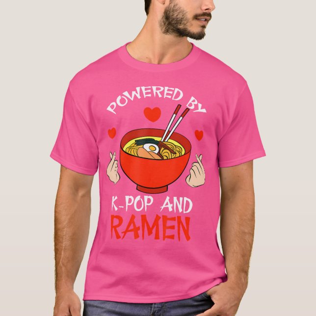Noodles Lovers Cute Powered By K-Pop And Ramen T Shirt (Framsida)