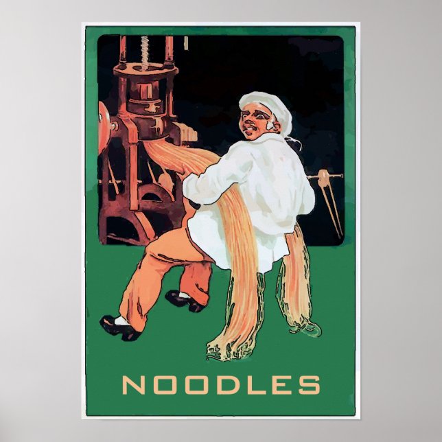 NOODLES, Pasta Man och Maskin, redigera text Poster (Framsidan)