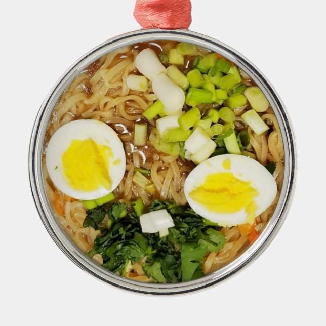 Noodles, Ramen Funny Soppa Photo jul Julgransprydnad Metall (Framsidan)