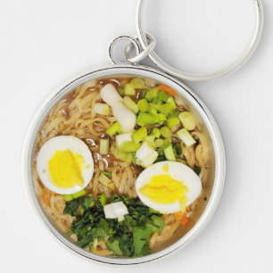 Noodles, Ramen Funny Soppa Photo Rund Silverfärgad Nyckelring