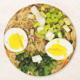 Noodles, Ramen Funny Soppa Photo Underlägg Papper Rund