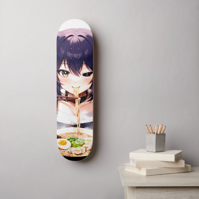 Noodlicious Whiskers: Anime Cat Girl Skateboard (Väggkonst)