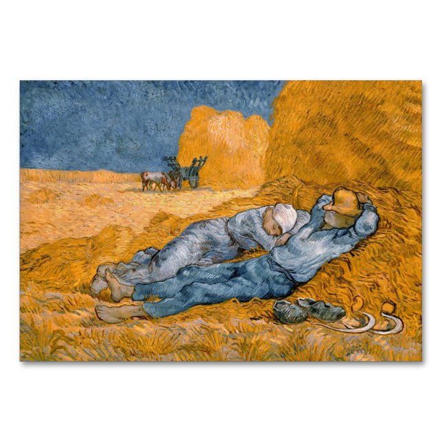 Noon - Vila från arbete av Vincent Van Gogh Bordsnummer (Framsidan)