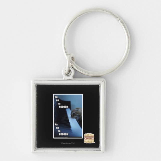 Nooom för Na-na-na Fyrkantig Silverfärgad Nyckelring (Framsidan)